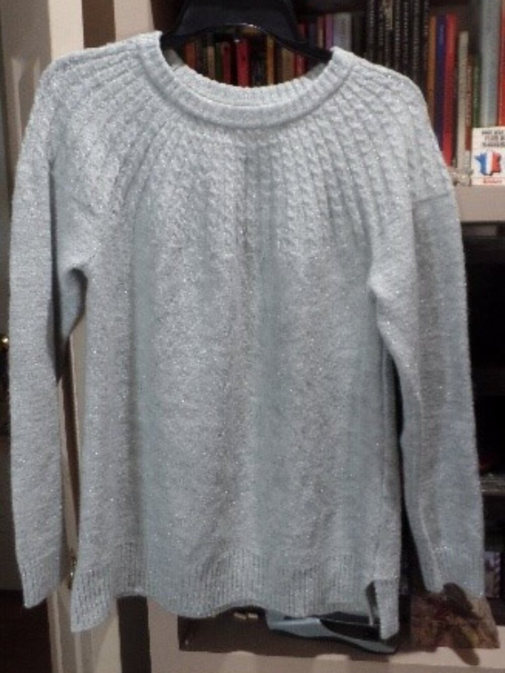 Croft & Barrow gray lurex cable knit sweater